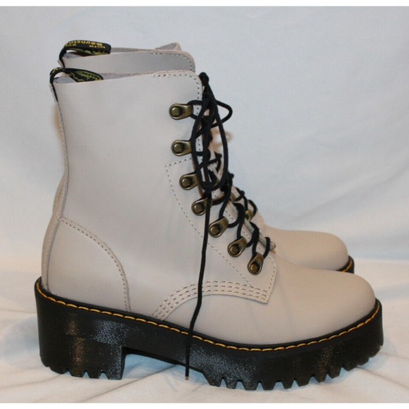 Dr. Martens‎ Leona Women's Leather Platform Boots Vintage Taupe NEW